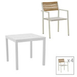 Αγόρασε Τραπεζαρία Savor-Kliton σετ 5τεμ pakoworld λευκό αλουμίνιο και rattan σε φυσικό χρώμα 80x80x74εκ σε μοναδική τιμή στο agoraepiplou.gr