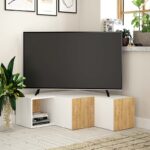 Αγόρασε το Έπιπλο τηλεόρασης γωνιακό Compact Megapap χρώμα λευκό - φυσικό οξιάς 94