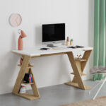 Αγόρασε το Γραφείο εργασίας Papillon Megapap χρώμα sapphire oak - λευκό 137x60x75εκ σε μοναδική τιμή στο agoraepiplou.gr
