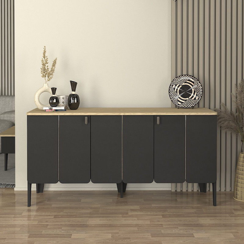 Αγόρασε το Μπουφές Pedro Megapap χρώμα ανθρακί - rota oak 150x45x75εκ. σε μοναδική τιμή στο agoraepiplou.gr